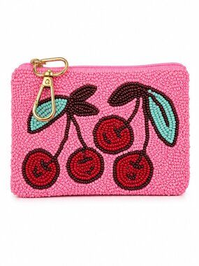 Luna & Sage Beaded Cherry Coin Pouch - NWOT